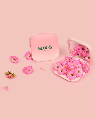 Bloom Bouquet pimple patch case with built-in mirror and 20 pimple patches